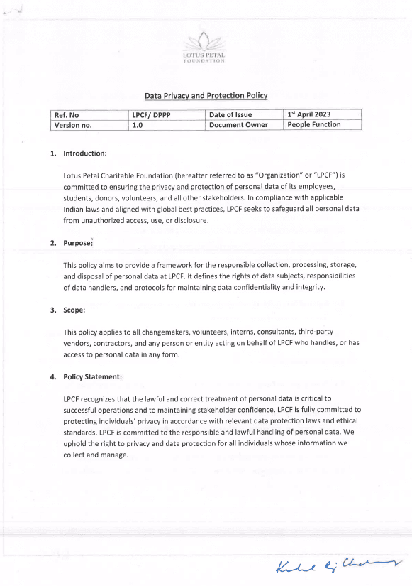 Data Privacy and Protection Policy